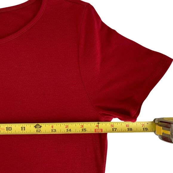 MISSKY Red Dresses for Women Short Sleeve Pocket Midi Swing Casual Summer Dress - Picture 6 of 9